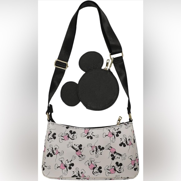 Disney Mickey Mouse Women's White Handbag With Removable Coin Purse - Picture 1 of 15
